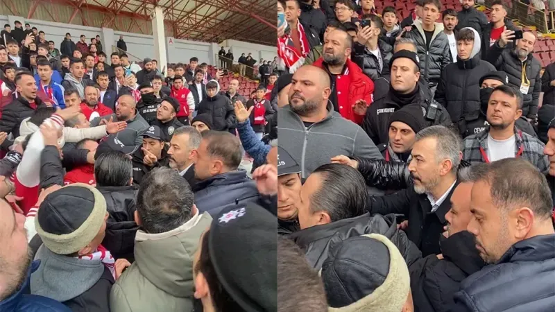 Amed SF maçı sonrası Boluspor'da öfke dinmedi, kavga çıktı! Taraftar ve yöneticiler arasında arbede yaşandı! İşte o görüntüler...